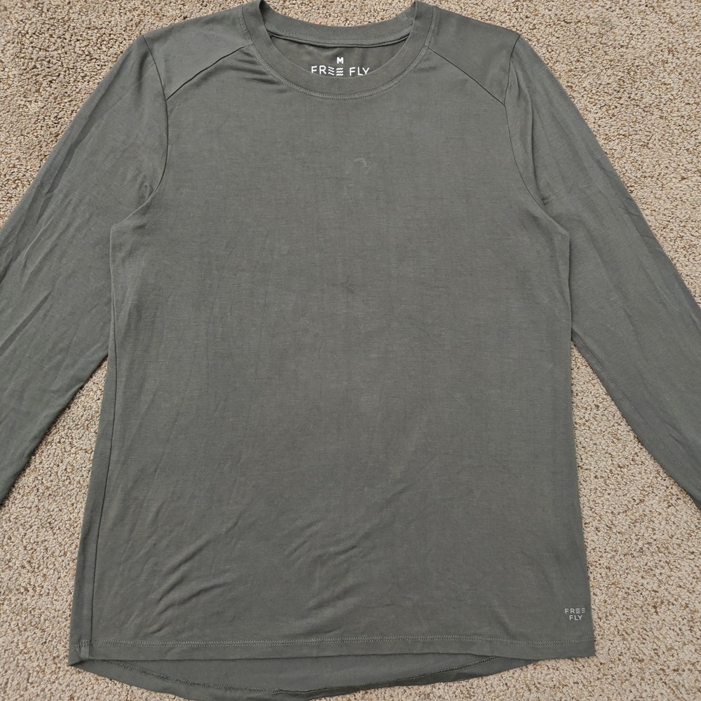 FREE FLY Women Long Sleeve Shirt M Olive Green Bamboo Viscose Gorpcore - Picture 6 of 13